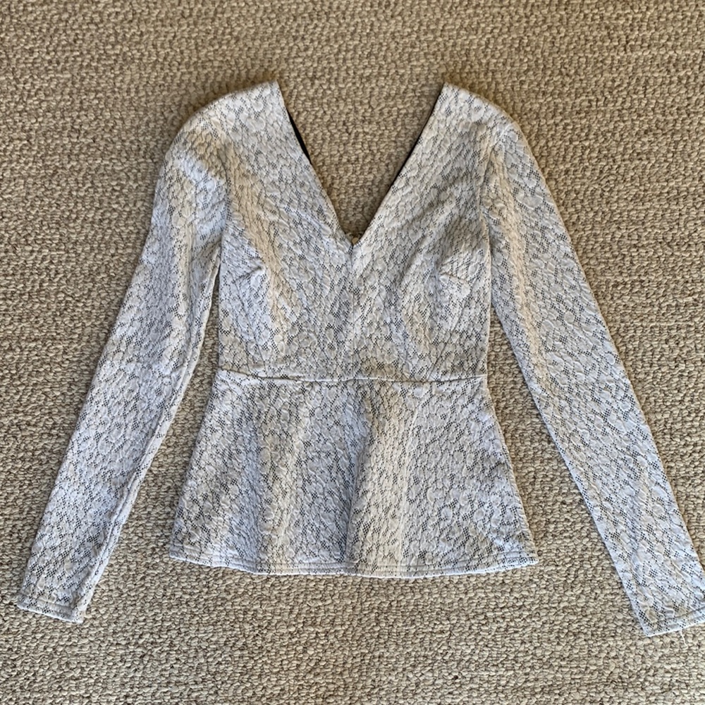 Dynamite Peplum long-sleeve textured top